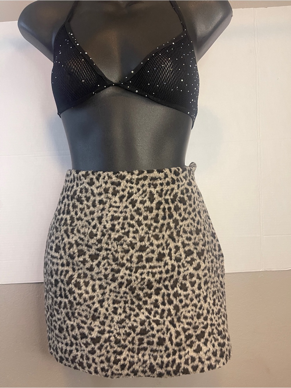 Jason Wu Black and Cream Leopard-Print Mini Skirt